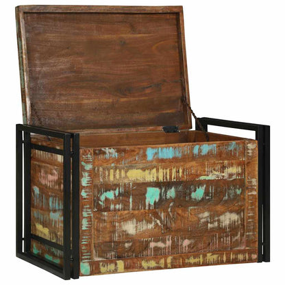Storage Box Brown and black 80 x 50 x 50 cm Reclaimed wood