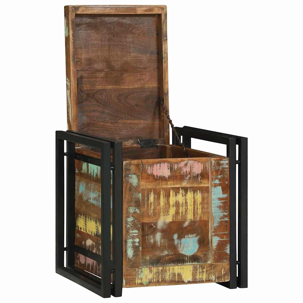 Storage Box Brown and black 40 x 40 x 40 cm Solid Acacia wood