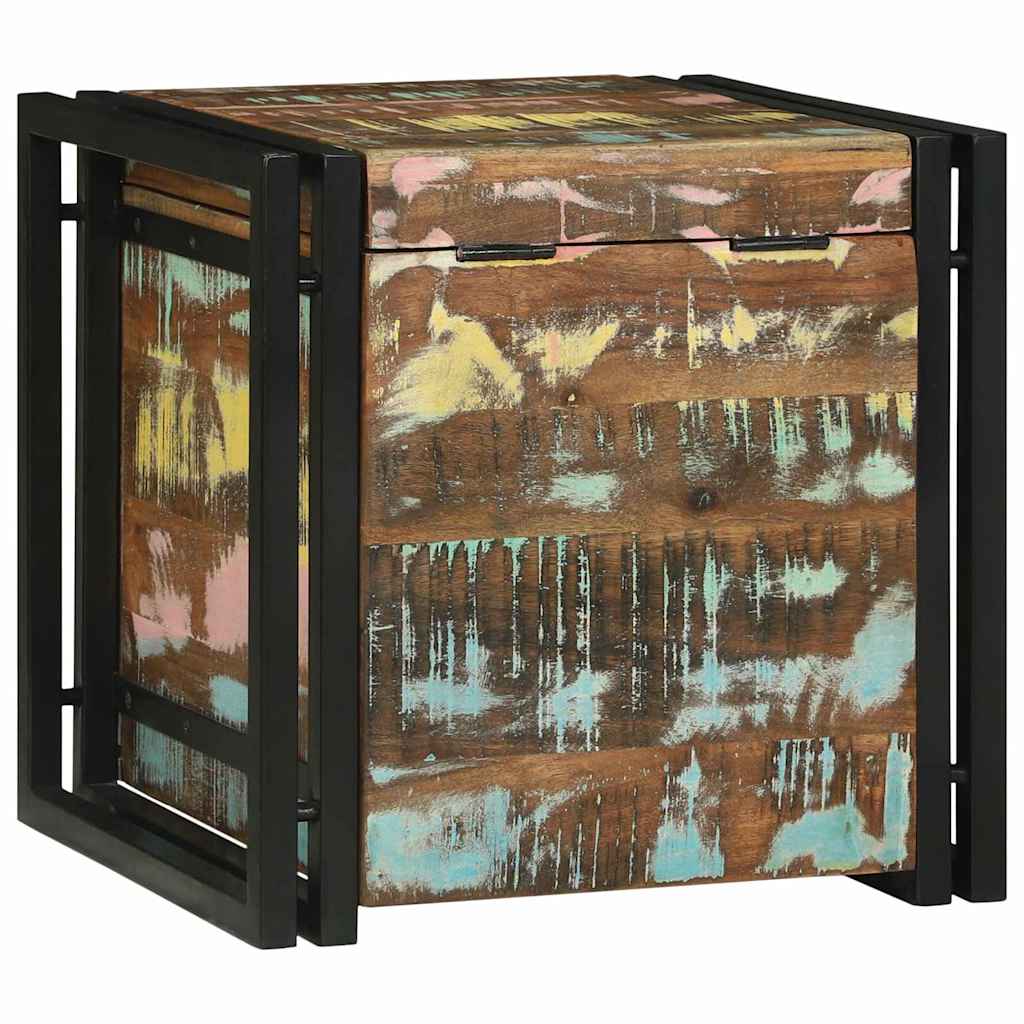 Storage Box Brown and black 40 x 40 x 40 cm Solid Acacia wood