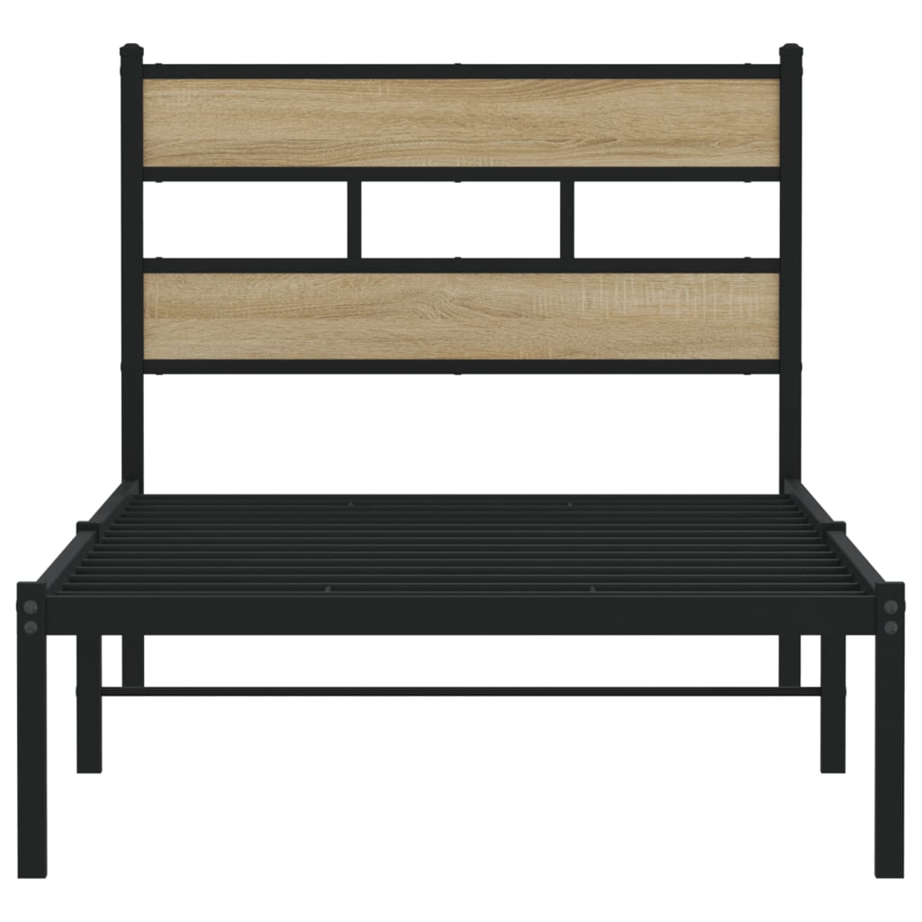 Metal Bed Frame without Mattress Sonoma Oak 80x200 cm