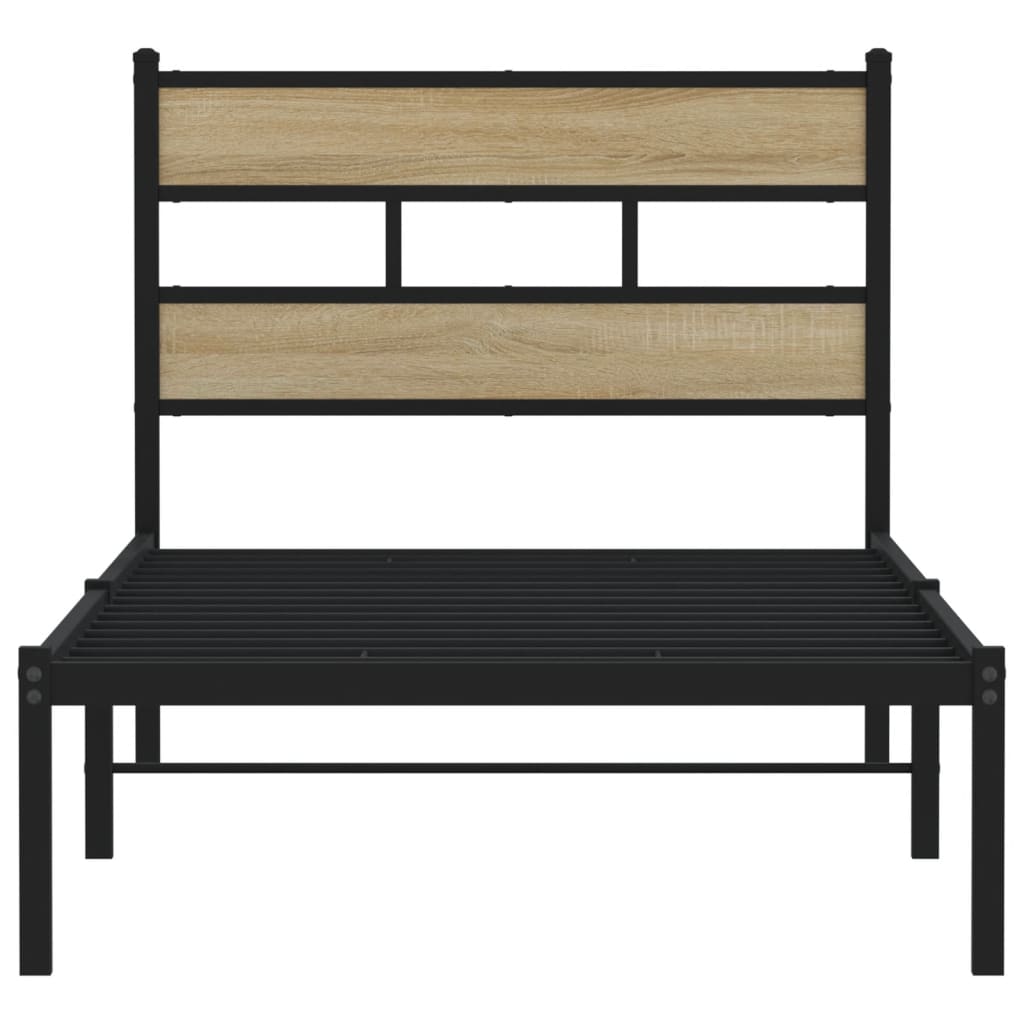 Metal Bed Frame without Mattress Sonoma Oak 107x203 cm