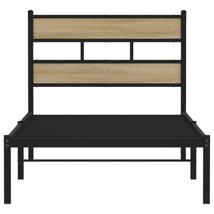 Metal Bed Frame without Mattress Sonoma Oak 107x203 cm