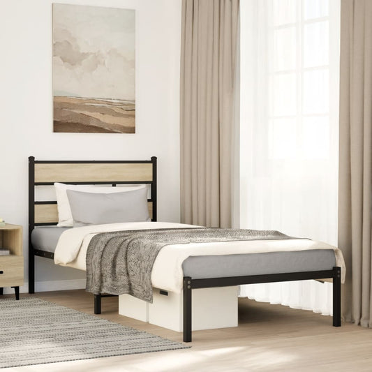Metal Bed Frame without Mattress Sonoma Oak 107x203 cm
