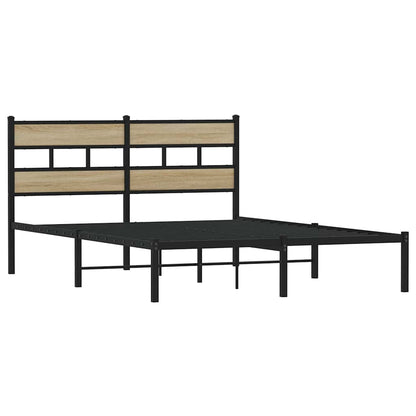 Metal Bed Frame without Mattress Sonoma Oak 140x190 cm
