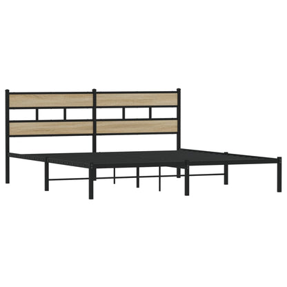 Metal Bed Frame without Mattress Sonoma Oak 180x200 cm Super King