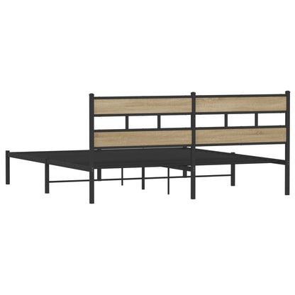 Metal Bed Frame without Mattress Sonoma Oak 180x200 cm Super King