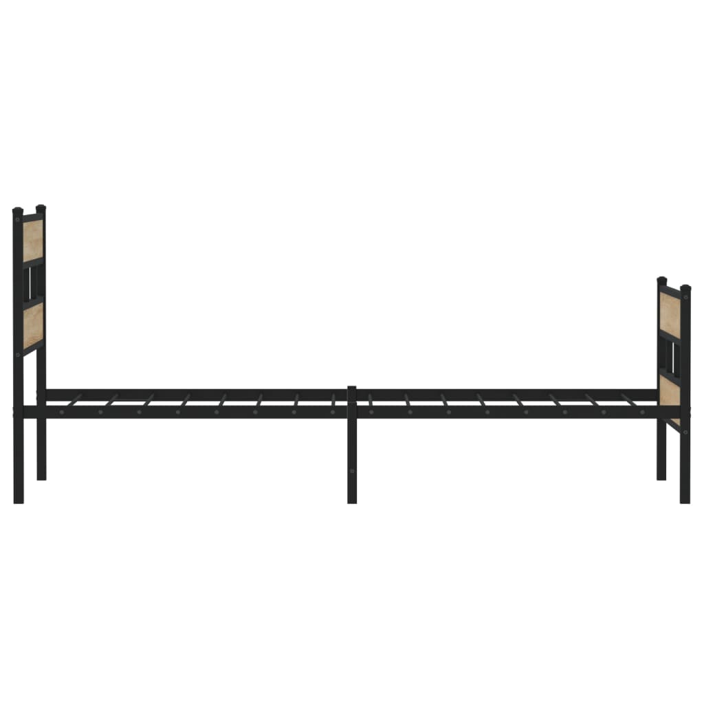 Metal Bed Frame without Mattress Sonoma Oak 75x190 cm Small Single