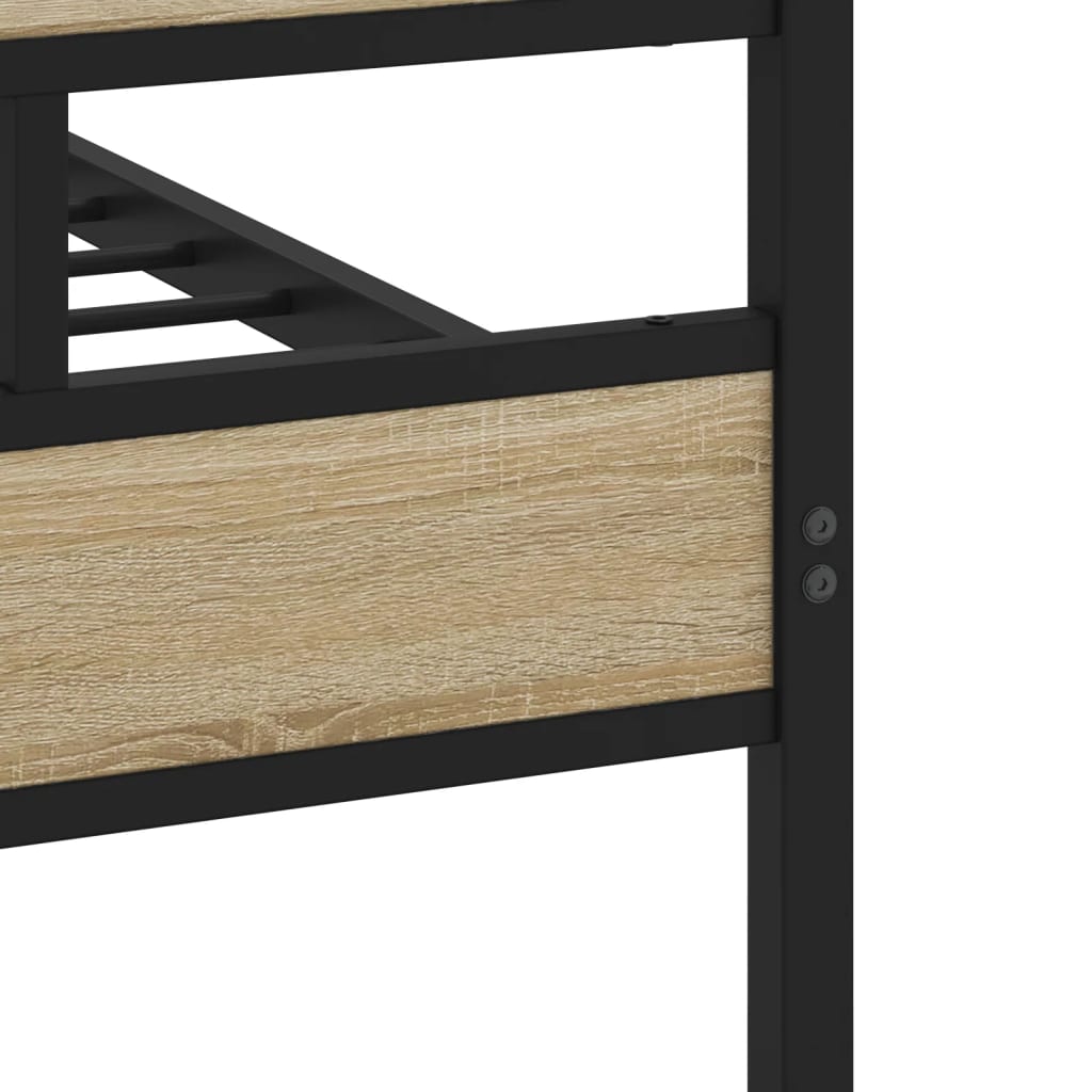 Metal Bed Frame without Mattress Sonoma Oak 75x190 cm Small Single