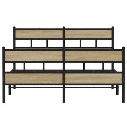 Metal Bed Frame without Mattress Sonoma Oak 135x190 cm Double