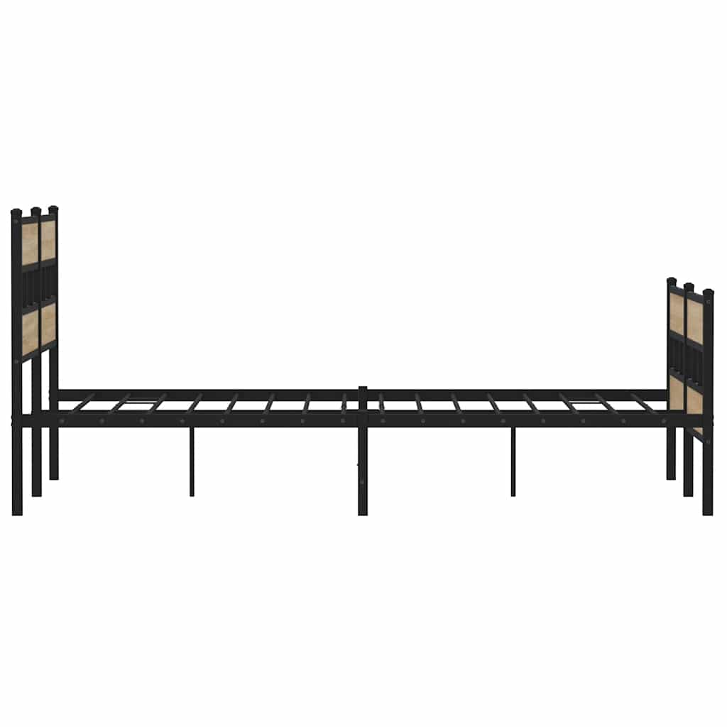 Metal Bed Frame without Mattress Sonoma Oak 135x190 cm Double