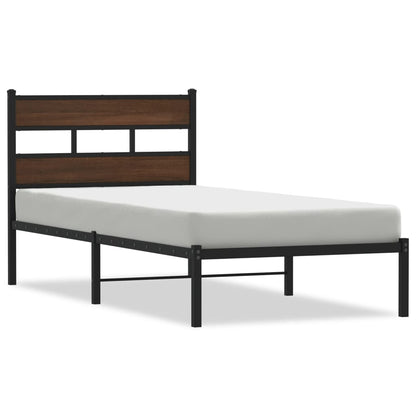 Bed Frame without Mattress with Headboard Brown Oak 100x190 cm