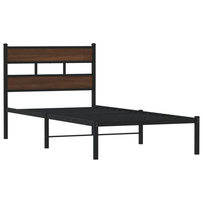 Bed Frame without Mattress with Headboard Brown Oak 100x190 cm