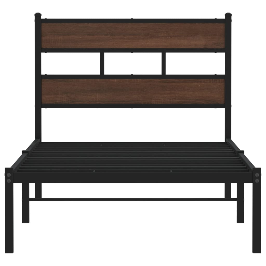 Bed Frame without Mattress with Headboard Brown Oak 100x190 cm