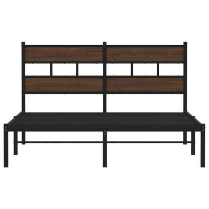 Bed Frame without Mattress with Headboard Brown Oak 140x200 cm
