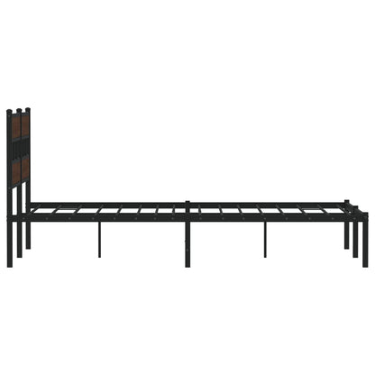 Bed Frame without Mattress with Headboard Brown Oak 140x200 cm