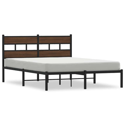 Bed Frame without Mattress with Headboard Brown Oak 150x200 cm King Size