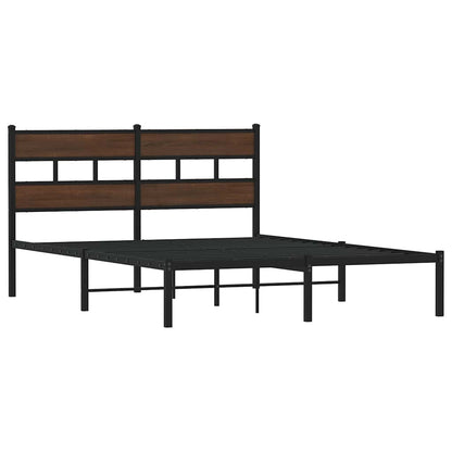 Bed Frame without Mattress with Headboard Brown Oak 150x200 cm King Size