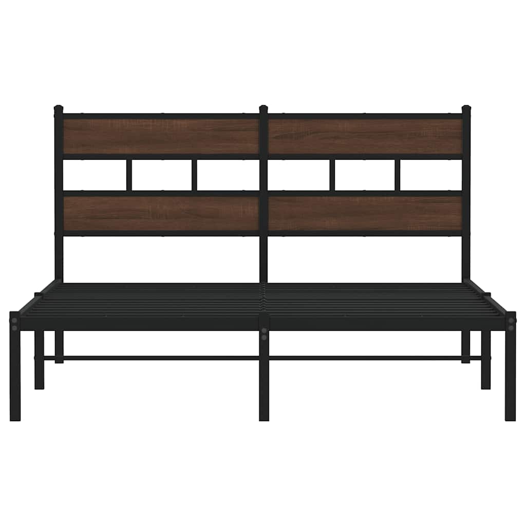 Bed Frame without Mattress with Headboard Brown Oak 150x200 cm King Size
