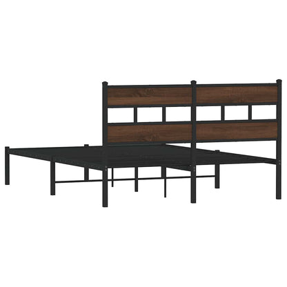 Bed Frame without Mattress with Headboard Brown Oak 150x200 cm King Size