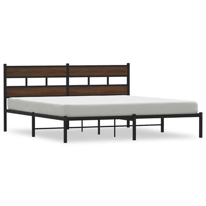 Bed Frame without Mattress with Headboard Brown Oak 180x200 cm Super King