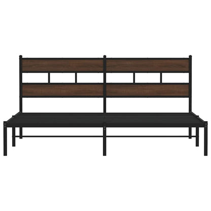 Bed Frame without Mattress with Headboard Brown Oak 180x200 cm Super King