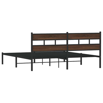 Bed Frame without Mattress with Headboard Brown Oak 180x200 cm Super King