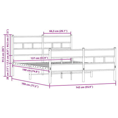 Bed Frame without Mattress with Headboard and Footboard 137x190 cm