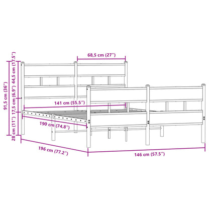 Bed Frame without Mattress with Headboard and Footboard 140x190 cm