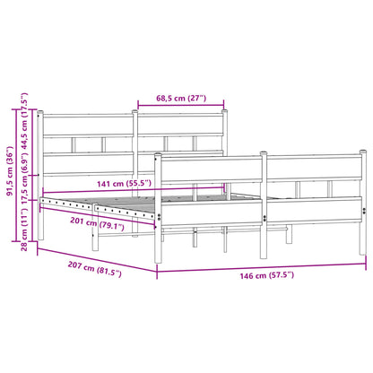 Bed Frame without Mattress with Headboard and Footboard 140x200 cm