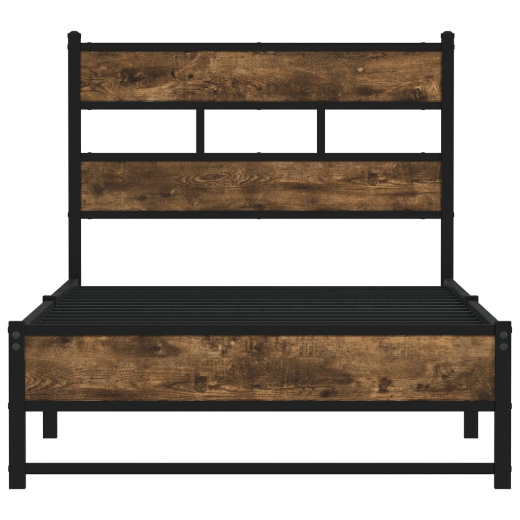 Metal Bed Frame without Mattress Smoked Oak 80x200 cm
