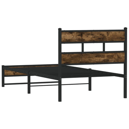 Metal Bed Frame without Mattress Smoked Oak 107x203 cm