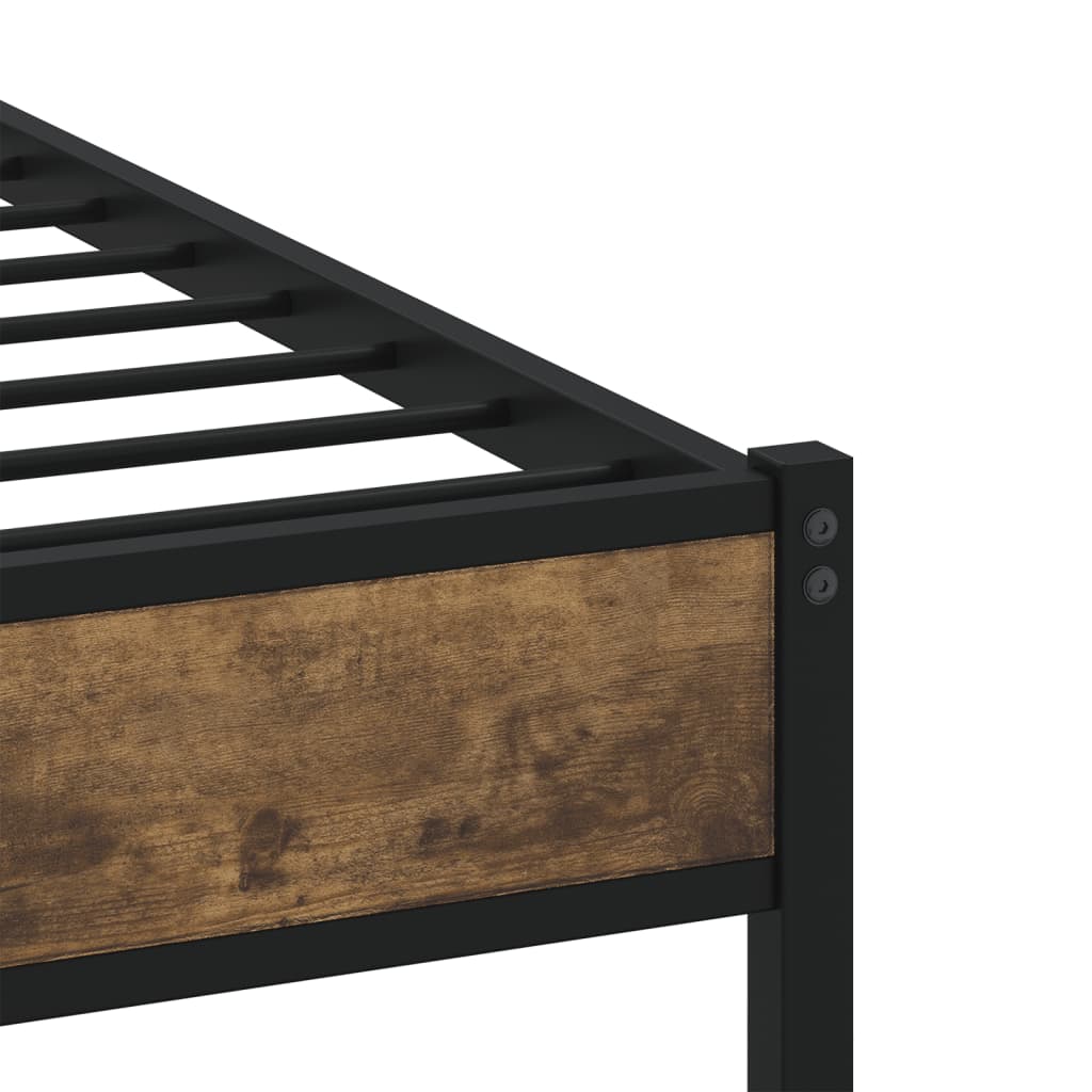Metal Bed Frame without Mattress Smoked Oak 107x203 cm