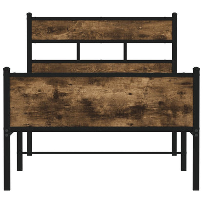 Bed Frame without Mattress Smoked Oak 100x200 cm Engineered Wood