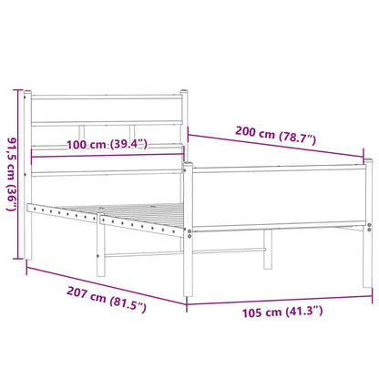 Bed Frame without Mattress Smoked Oak 100x200 cm Engineered Wood