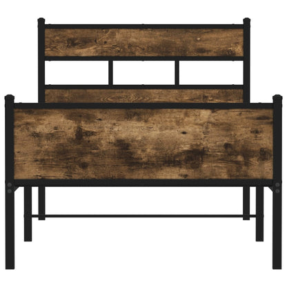 Bed Frame without Mattress Smoked Oak 107x203 cm Engineered Wood