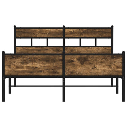 Bed Frame without Mattress Smoked Oak 150x200 cm King Size Engineered Wood