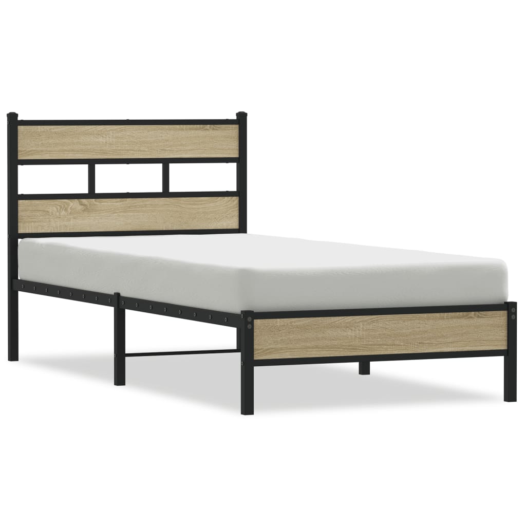 Bed Frame without Mattress Sonoma Oak 100x200 cm Engineered Wood