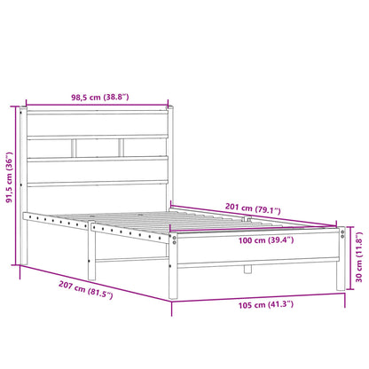 Bed Frame without Mattress Sonoma Oak 100x200 cm Engineered Wood