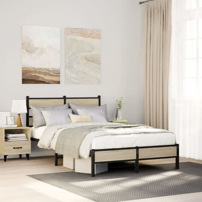 Bed Frame without Mattress Sonoma Oak 120x200 cm Engineered Wood