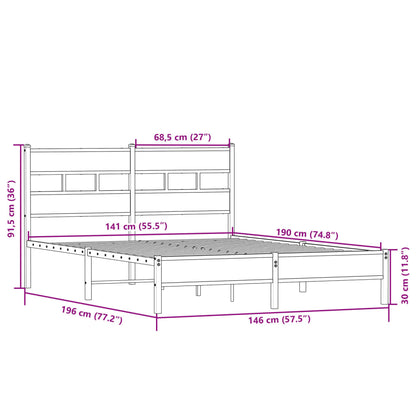 Bed Frame without Mattress Sonoma Oak 140x190 cm Engineered Wood