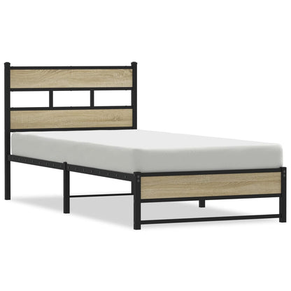 Metal Bed Frame without Mattress Sonoma Oak 100x190 cm