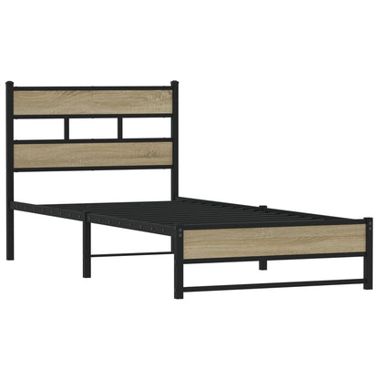 Metal Bed Frame without Mattress Sonoma Oak 100x190 cm