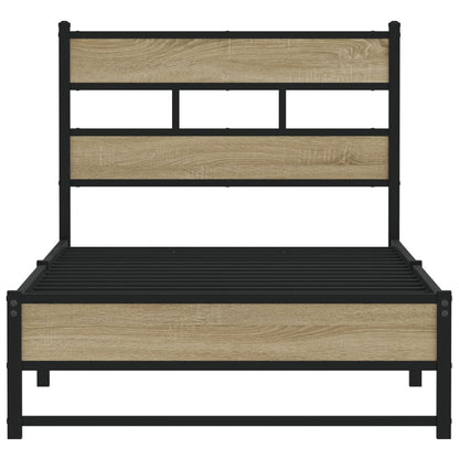 Metal Bed Frame without Mattress Sonoma Oak 100x190 cm