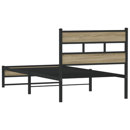 Metal Bed Frame without Mattress Sonoma Oak 100x190 cm