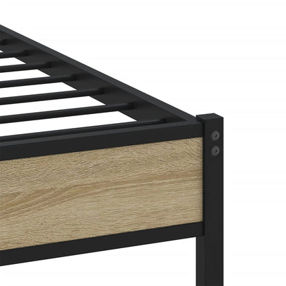 Metal Bed Frame without Mattress Sonoma Oak 100x190 cm