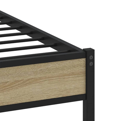 Metal Bed Frame without Mattress Sonoma Oak 107x203 cm
