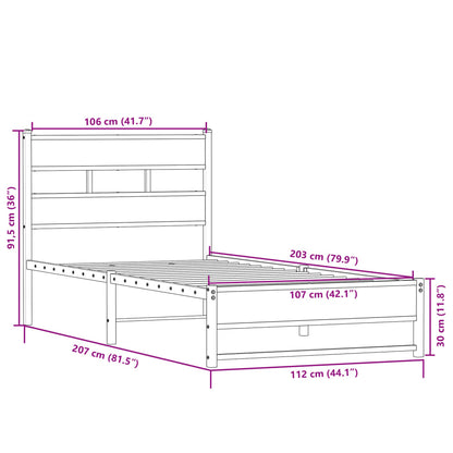 Metal Bed Frame without Mattress Sonoma Oak 107x203 cm