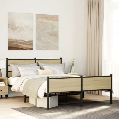 Bed Frame without Mattress Sonoma Oak 137x190 cm Engineered Wood