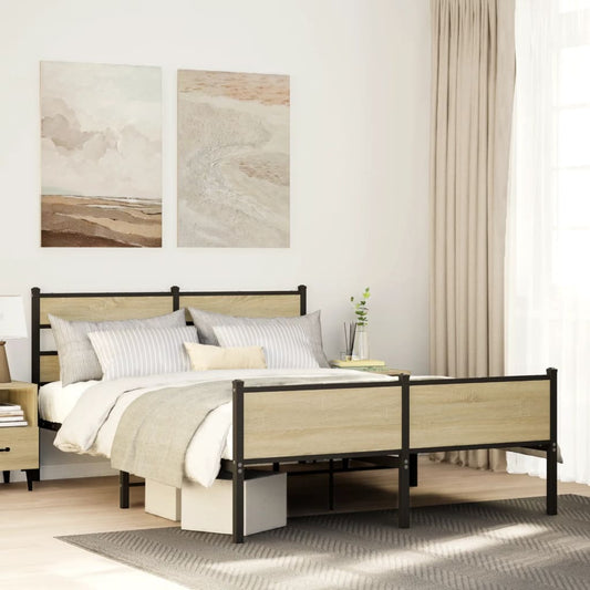 Bed Frame without Mattress Sonoma Oak 137x190 cm Engineered Wood