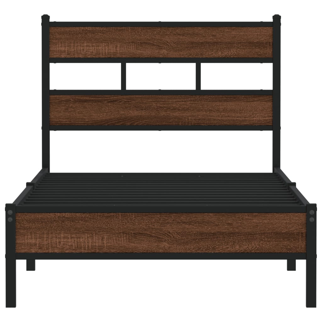 Bed Frame without Mattress Brown Oak 90x200 cm Engineered Wood